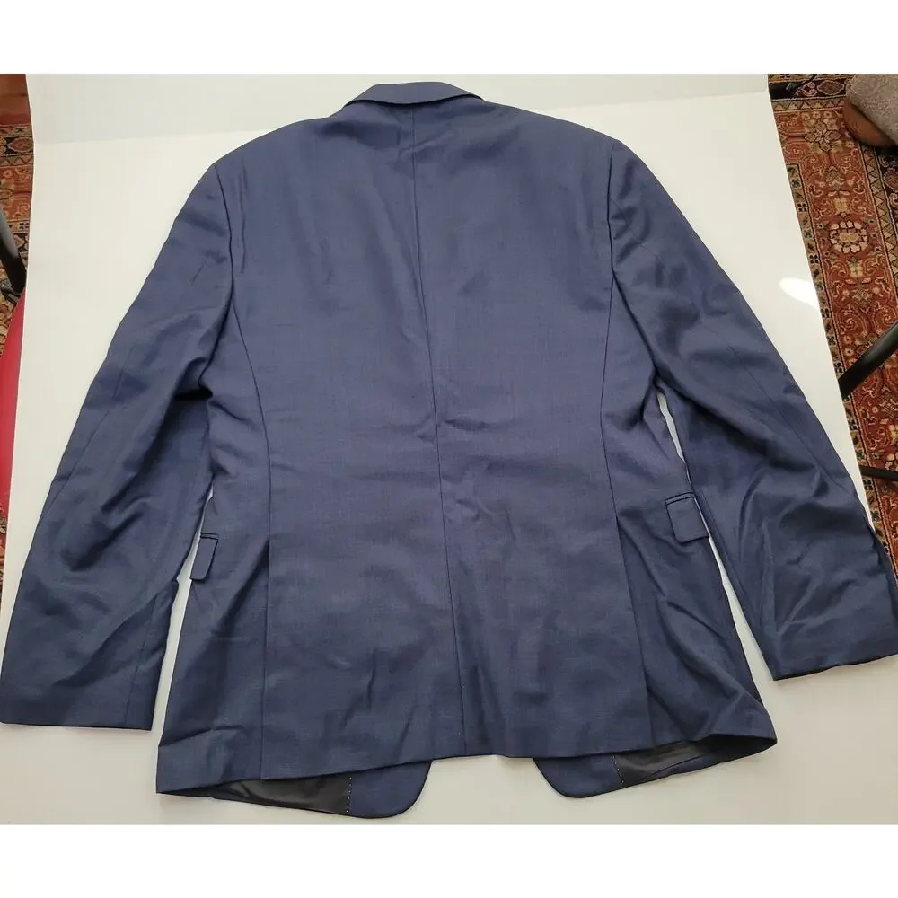Tommy Hilfiger 100% Worsted Wool Navy Sport Jacket Blazer 42R Dual Vent 2 Button